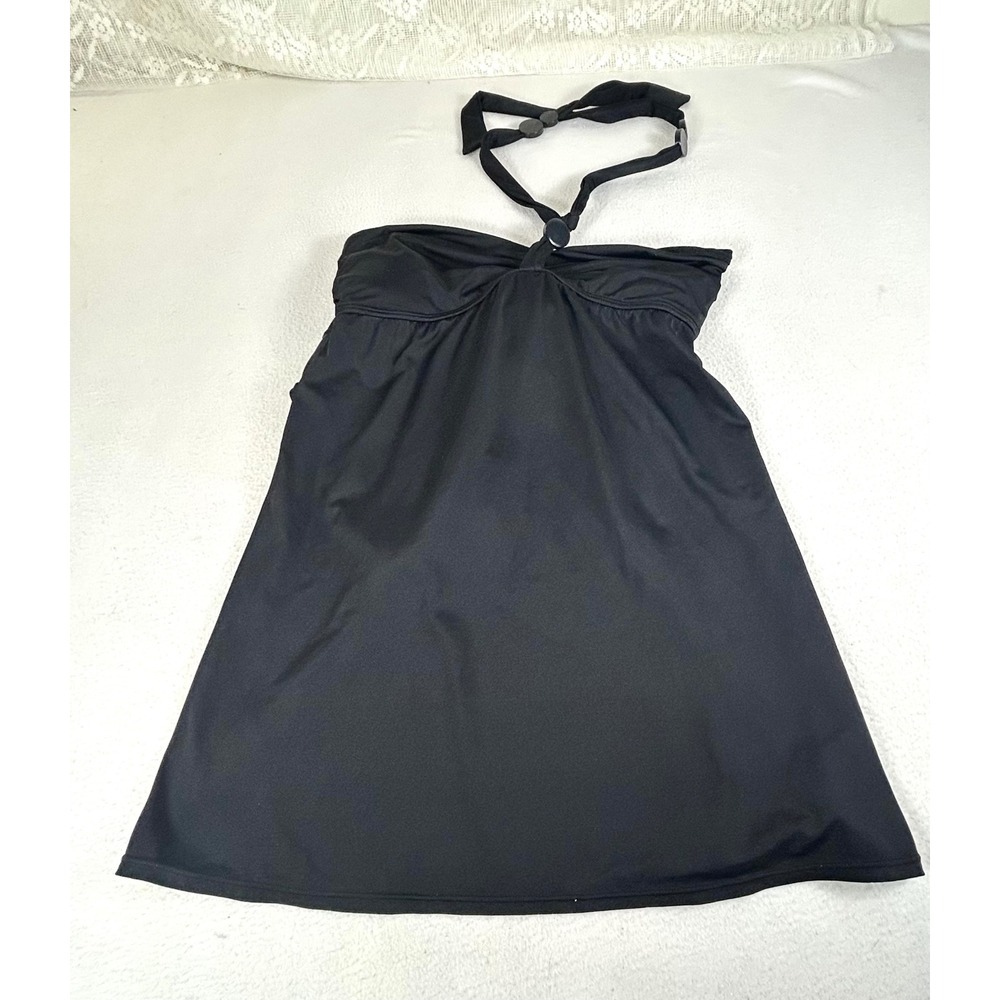 Jaclyn Smith Swim Dress Women 14 Black Minimalist
